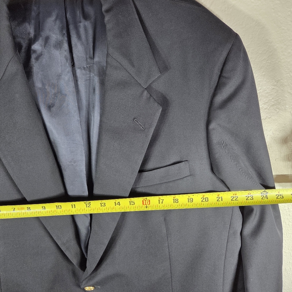 H. Freeman & Son 42 Navy Blue Sport Coat Blazer Jacket Solid 100% Wool - Picture 15 of 16